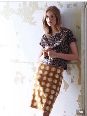 Maeve Rust Orange Polka Dot A-Line Skirt